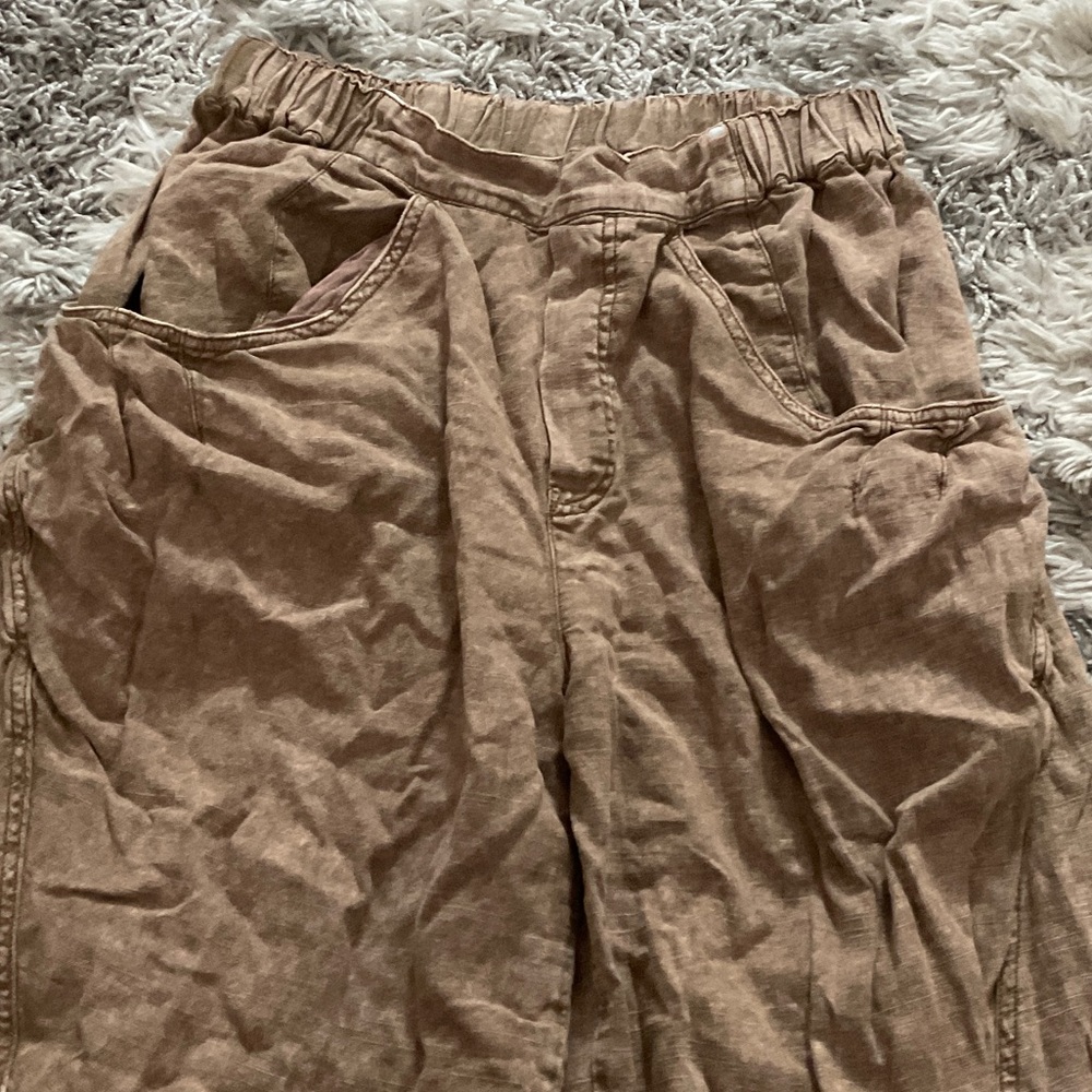 Free People Tan Wide Leg Pants